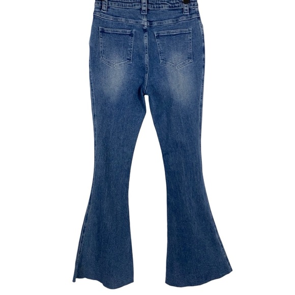 dELiA*s Juniors Flare Jeans Size Small 28x33 Boho Raw Hem High Rise Y2K Blue - Picture 3 of 8